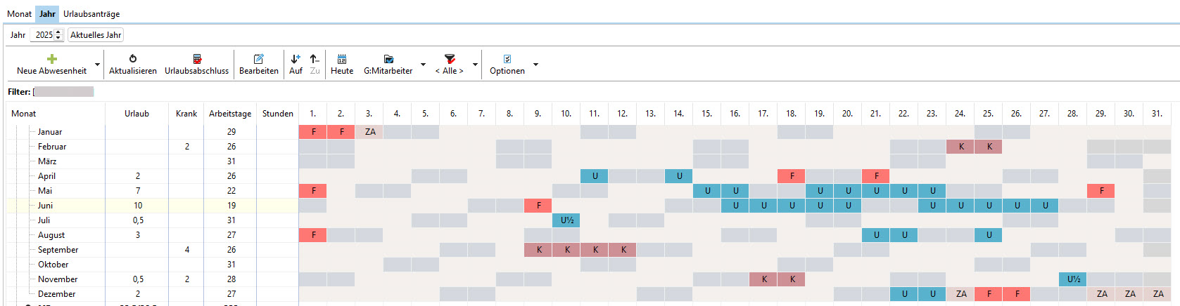 Xpert-Timer Works – Holiday management with annual calendar and remaining holiday display