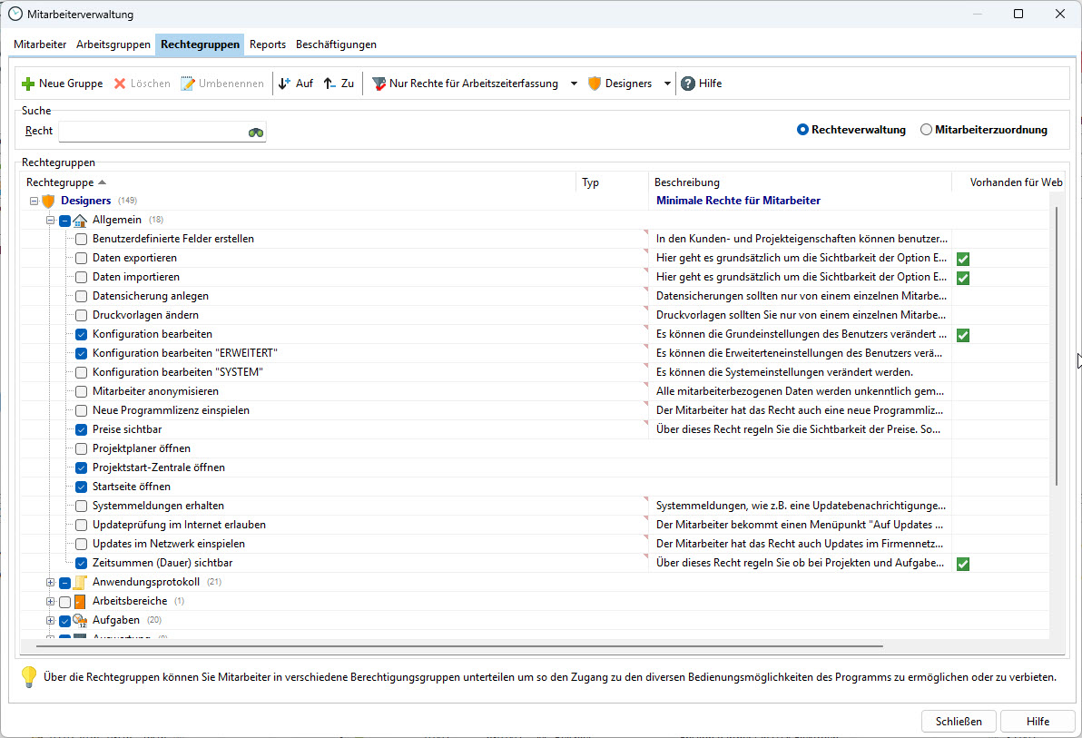 Xpert-Timer Pro – User management with permission groups