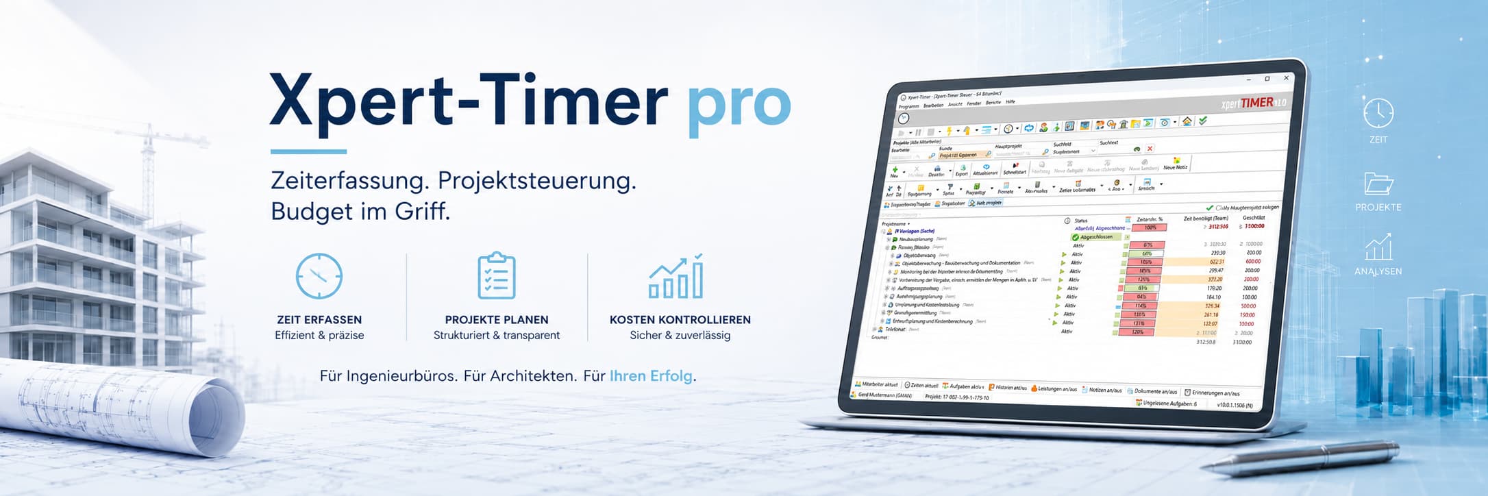 Xpert-Timer Pro - Projektzeiterfassung auf Desktop